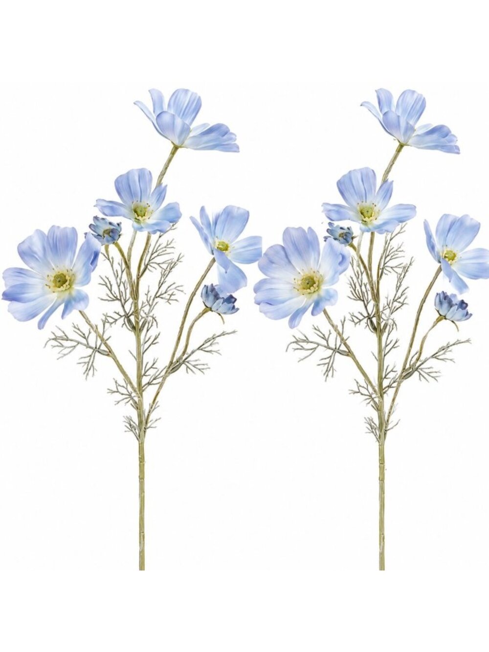 Faux Blue Cosmos Wildflower Stems Set of 2, 23 Inch Artificial Flowers, French C